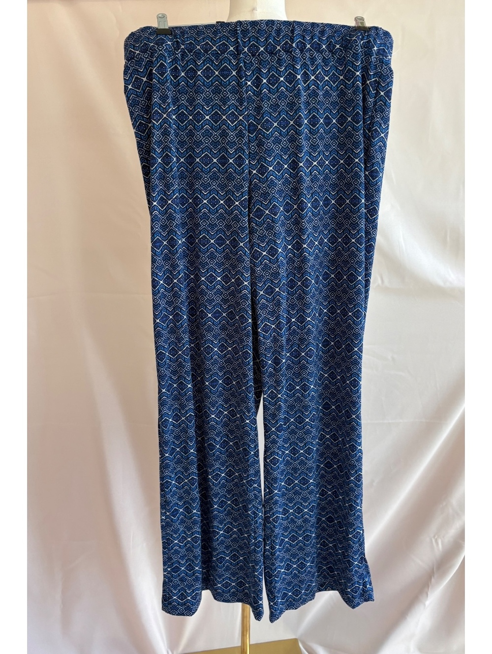 Kim Rogers Women's XL Blue Patterned Lounge Pants Elastic Waist